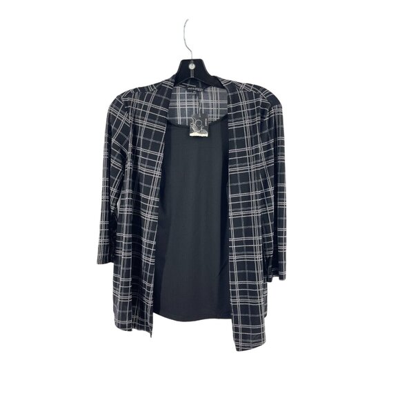 NWT Ava & Grace Women's Black Plaid 3/4 Sleeve Layered Top Blouse Size PS - Picture 2 of 11